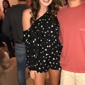 One shoulder star romper